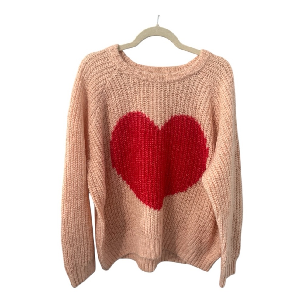 NWOT Old Navy Cozy Jacquard Cocoon Pullover Sweater in Red Heart Size L